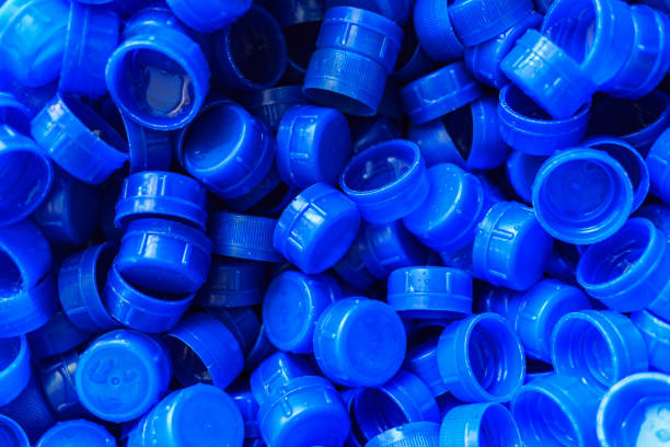 istock Blue plastic caps used to seal beverage bottles. 1376146207