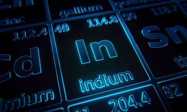 istock Focus on chemical element Indium illuminated in periodic table of elements. 3D rendering 1376146835