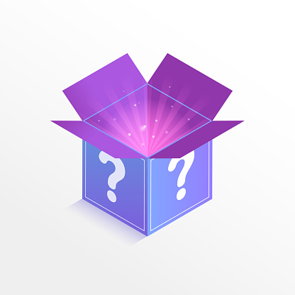 Colorful mistery box isometric vector illustration
