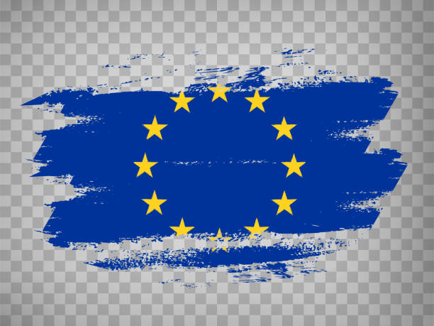flagge europäische union, pinselstrichhintergrund.  flagge der europäischen unionauf transparentem hintergrund ihre website design, app, ui.  eps10. - europäische union stock-grafiken, -clipart, -cartoons und -symbole