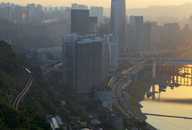 istock Riverside cityscape at sunset. This is Chongqing, China 1376255611