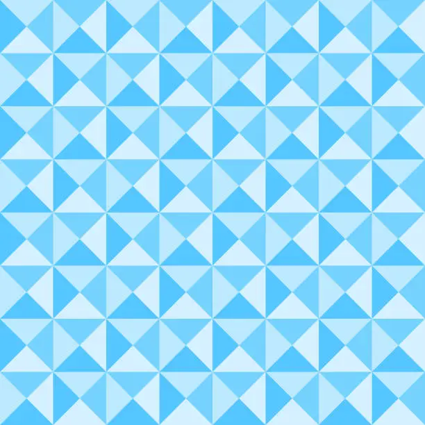 Vector illustration of Light blue triangles in full frame 8x8 square grid pattern.