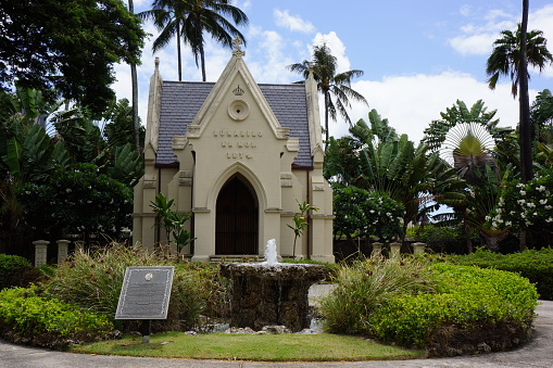 Tomb of King Lunalilo in downtown Honolulu, Hawaii, USA.