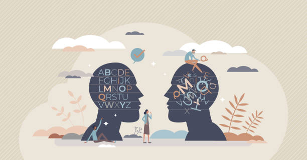 Dyslexia as learning disorder and understanding problem tiny person concept vector art illustration