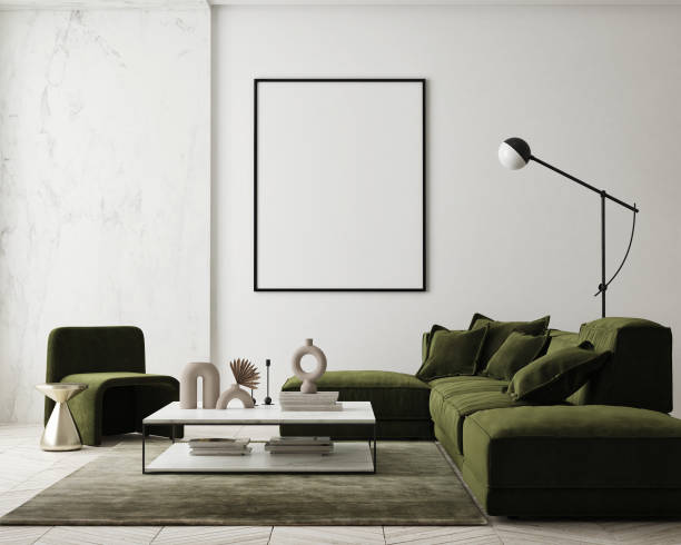 istock mock up poster frame in modern interior background, living room, Scandinavian style, 3D render, 3D illustration 1376337715