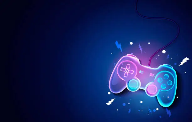 Vector illustration of Vector Illustration Neon Future Game Pad Background.