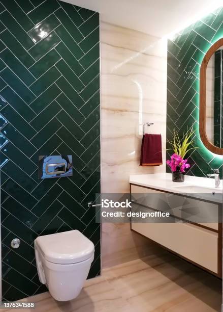 Modern Bathroom Design Stock Photo - Download Image Now - Vanity Mirror, Art, Bathroom