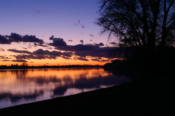 istock Beautiful sunrise over the river 1376352423