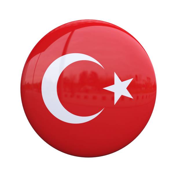 Turkey national flag badge, nationality pin 3d rendering stock photo