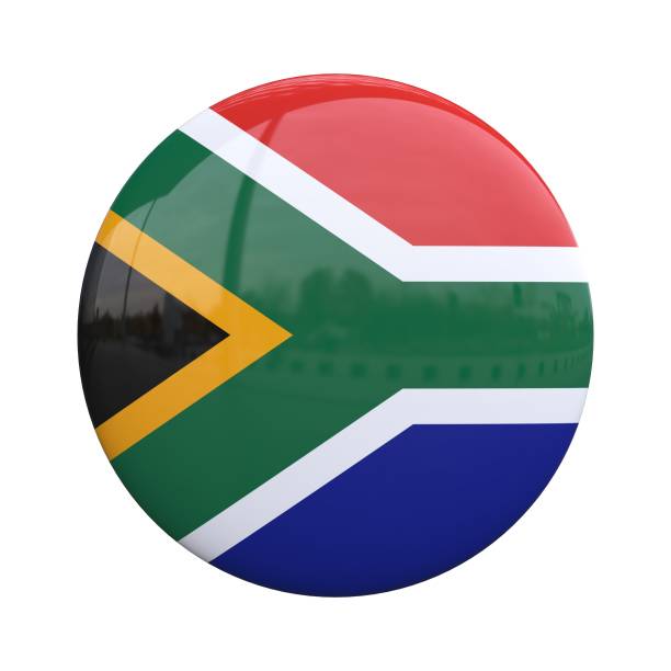 istock South Africa national flag badge, nationality pin 3d rendering 1376354555
