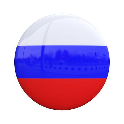 Russia national flag badge, nationality pin 3d rendering