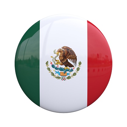 Mexico national flag badge, nationality pin 3d rendering