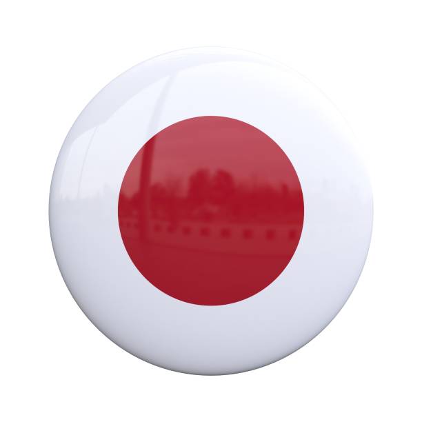 Japan national flag badge, nationality pin 3d rendering