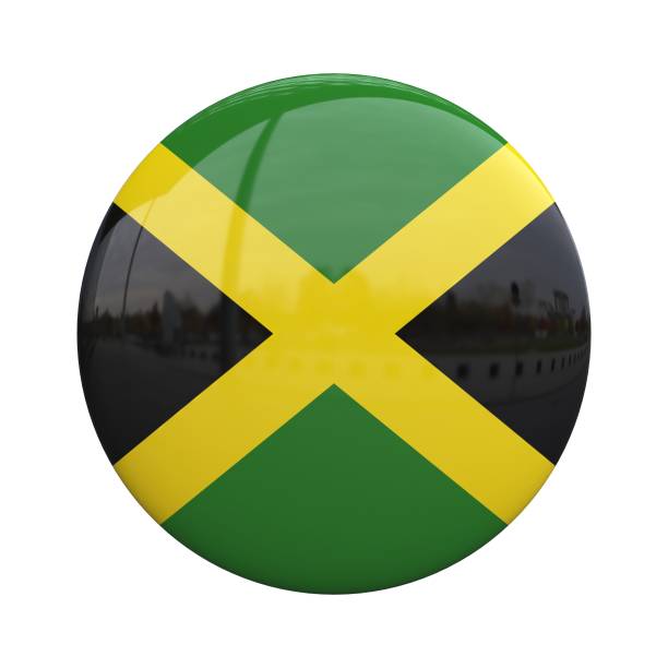 Jamaica national flag badge, nationality pin 3d rendering