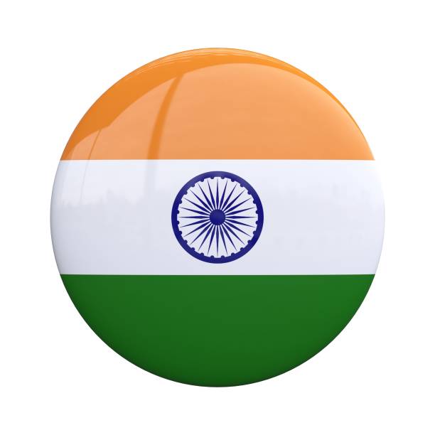 istock India national flag badge, nationality pin 3d rendering 1376357171