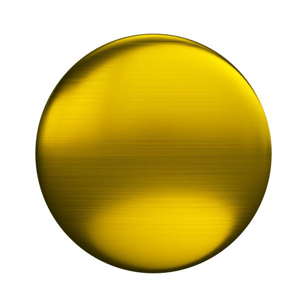 istock Golden badge, metallic gold pin 3d rendering 1376357810