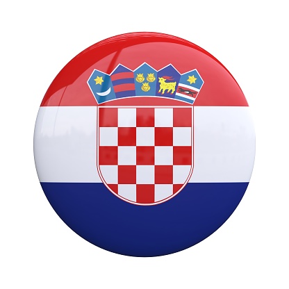 Croatia national flag badge, nationality pin 3d rendering