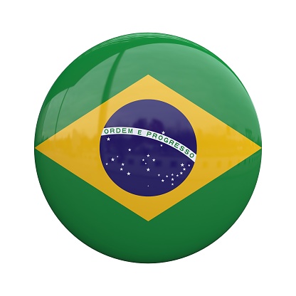 Brazil national flag badge, nationality pin 3d rendering