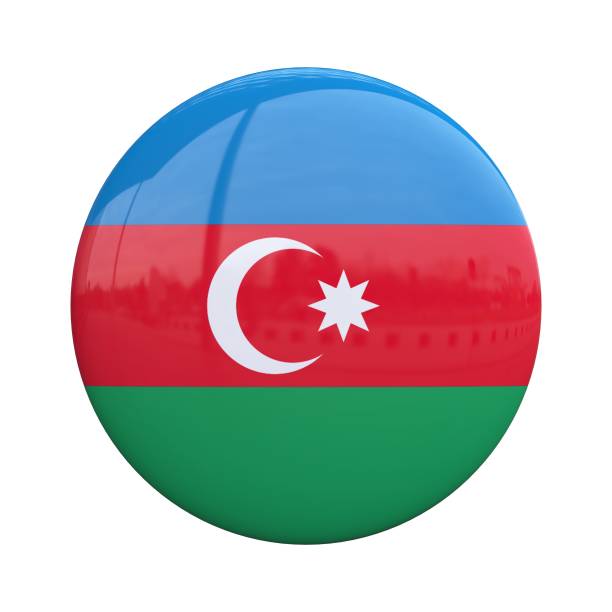 istock Azerbaian national flag badge, nationality pin 3d rendering 1376361709