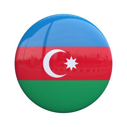 Azerbaian national flag badge, nationality pin 3d rendering