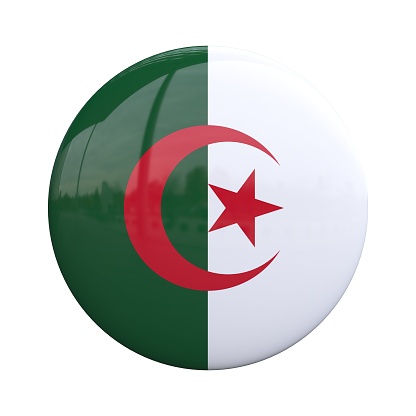 Algeria national flag badge, nationality pin 3d rendering
