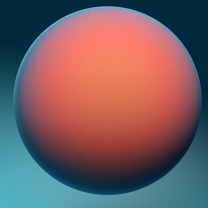 Soft coloured sphere in blue light for copy space. 3D digital render