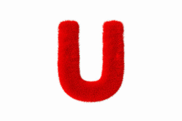 Letter U with red fluffy hairy fur uppercase white background 3d rendering of letter U with red fluffy hairy fur uppercase alphabet white background the letter u stock pictures, royalty-free photos & images