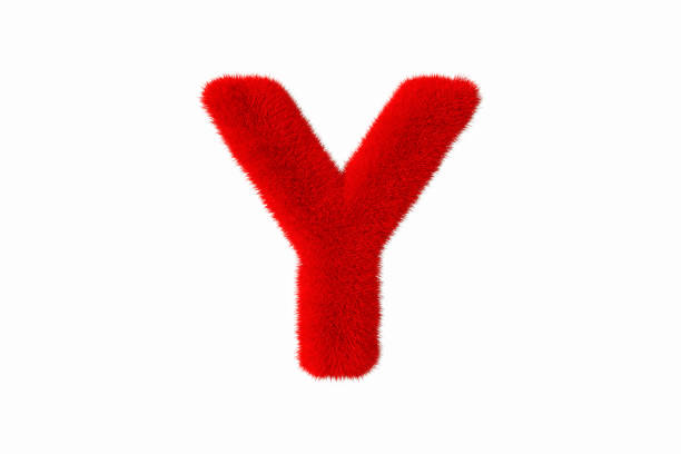 3d rendering of letter Y with red fluffy hairy fur uppercase alphabet white background