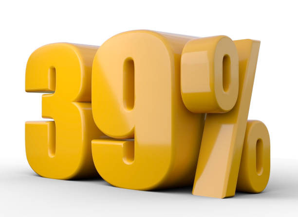 istock 39% 3d illustration. Orange thirty nine percent special offer on white background 1376434125