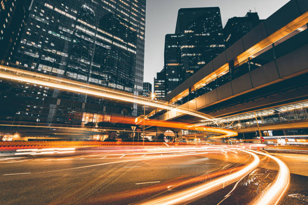 Night Traffic at Central, Hong Kong