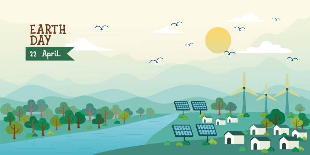 Green Eco City And Plenty Forest, Nature Landscape, Pure Atmosphere, Background, Vector, Illustration Green Eco City And Plenty Forest, Clean Energy Town, Nature Landscape, Pure Atmosphere, Background, Vector, Illustration, earthday stock illustrations