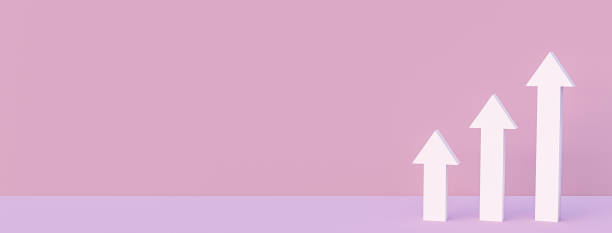istock Soft pink colored minimal economic graph, economic arrow graph, 3D render , 3D illustration. 1376456993