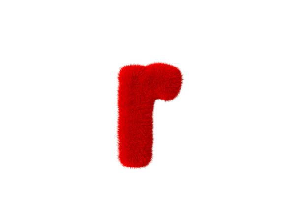 istock Letter r with red fluffy hairy fur lowercase white background 1376508403
