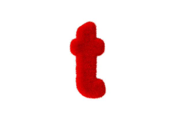 istock Letter t with red fluffy hairy fur lowercase white background 1376509440