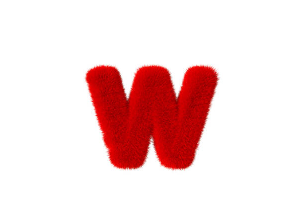 istock Letter w with red fluffy hairy fur lowercase white background 1376510520
