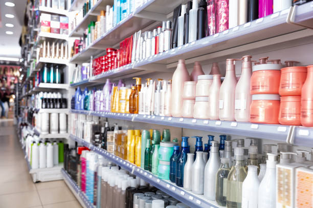 istock Stylish showcase in cosmetic boutique 1376511665
