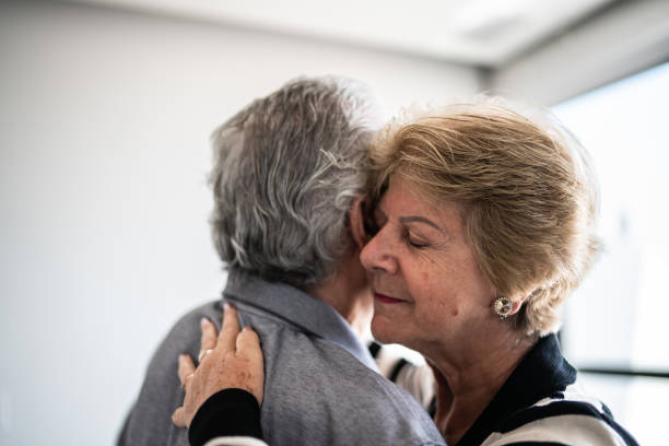istock Senior couple waltzing at home 1376521878