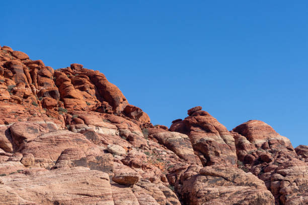 Upper portion of rock formation at Red Rock Canyon in Nevada with copy space