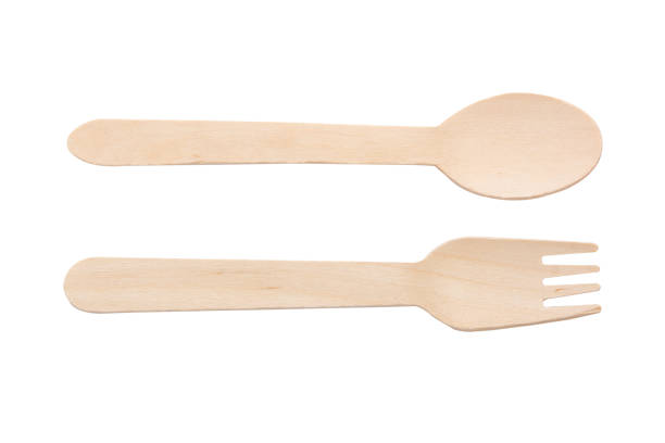 istock Wooden cutlery single use eco friendly . isolated on white background. with clipping path 1376528876