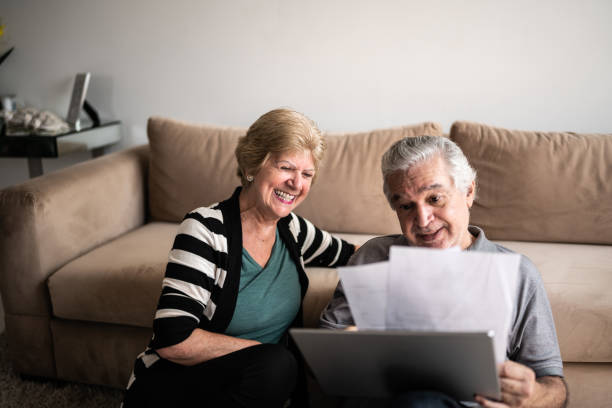 istock Senior couple doing home finances 1376529790