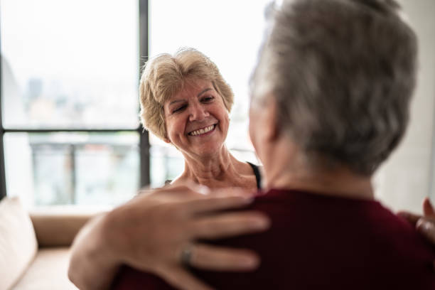 istock Senior couple waltzing at home 1376533444