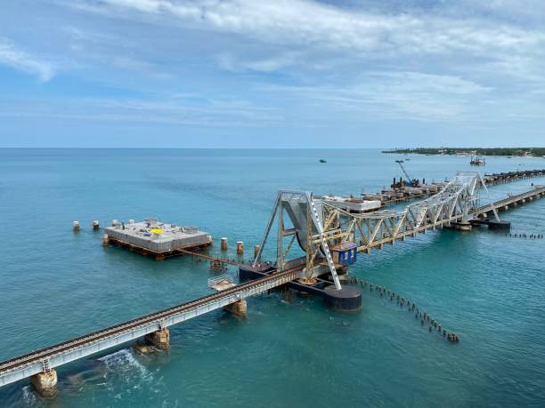 istock Rameshwaram pamban rail bridge with sea background, tamilnadu India 1376548468