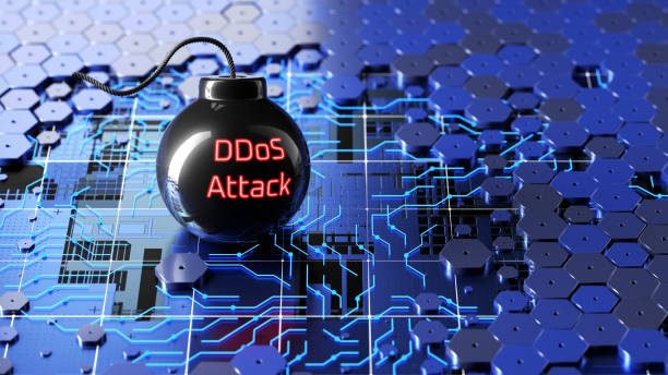DDOS attack, cyber defense. Internet and technology concept. virus detection. 3d render stock photo
