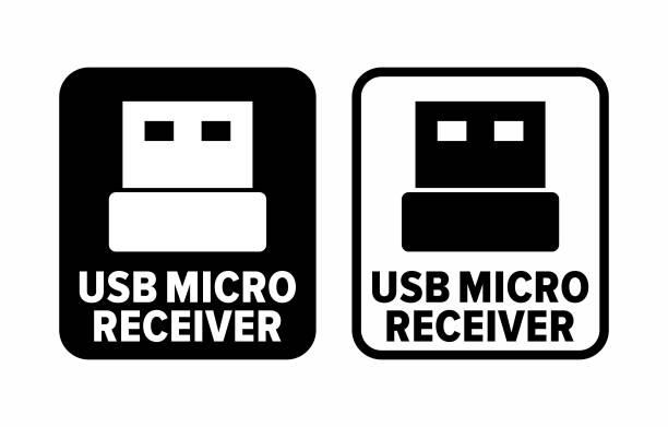 usb micro receiver vektor-informationszeichen - telephone receiver flash stock-grafiken, -clipart, -cartoons und -symbole