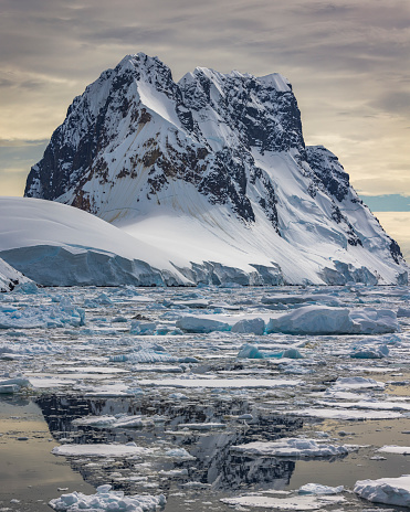 Ice in the Lemaire landscape, a popular destination for Antarctic cruise ships.