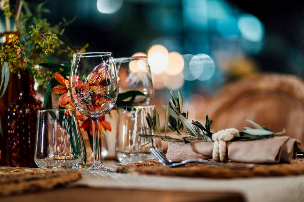 Luxury table settings for prestige events with modern and hi end style.
