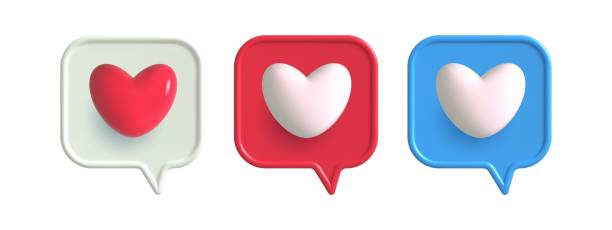 istock 3d like heart icon speech bubble. Social media icons different shapes .Message love box,follow, button, like favorite element . Vector realistic illustration 1376609743