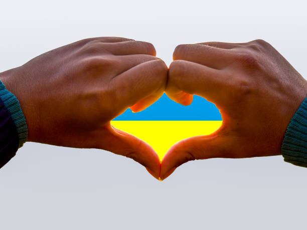 istock Hand heart in Ukraine colors 1376626669