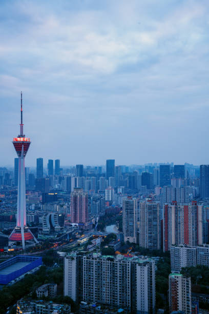 istock Chengdu dusk city skyline 1376697765
