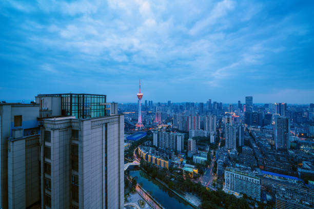 istock Chengdu dusk city skyline 1376698696